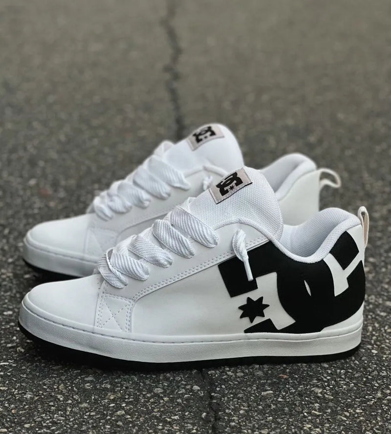 Tênis dc shoes new court graffik sd white black
